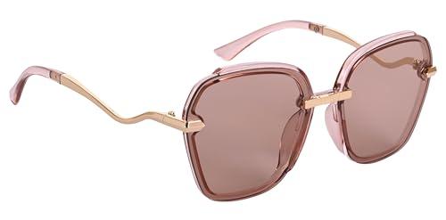 aislin uv protected oversized/wayfarer sunglasses for women (brown lenses | brown-clear-golden frame | large | as 6059)