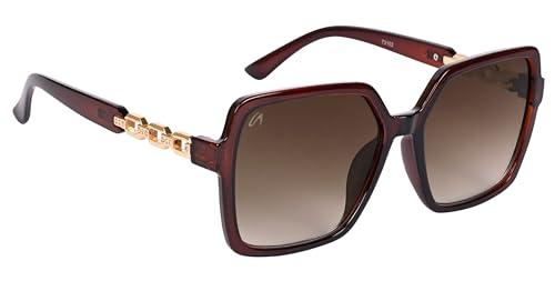 aislin uv protected oversized/wayfarer sunglasses for women (brown lenses | brown-golden frame | large | as 73102)