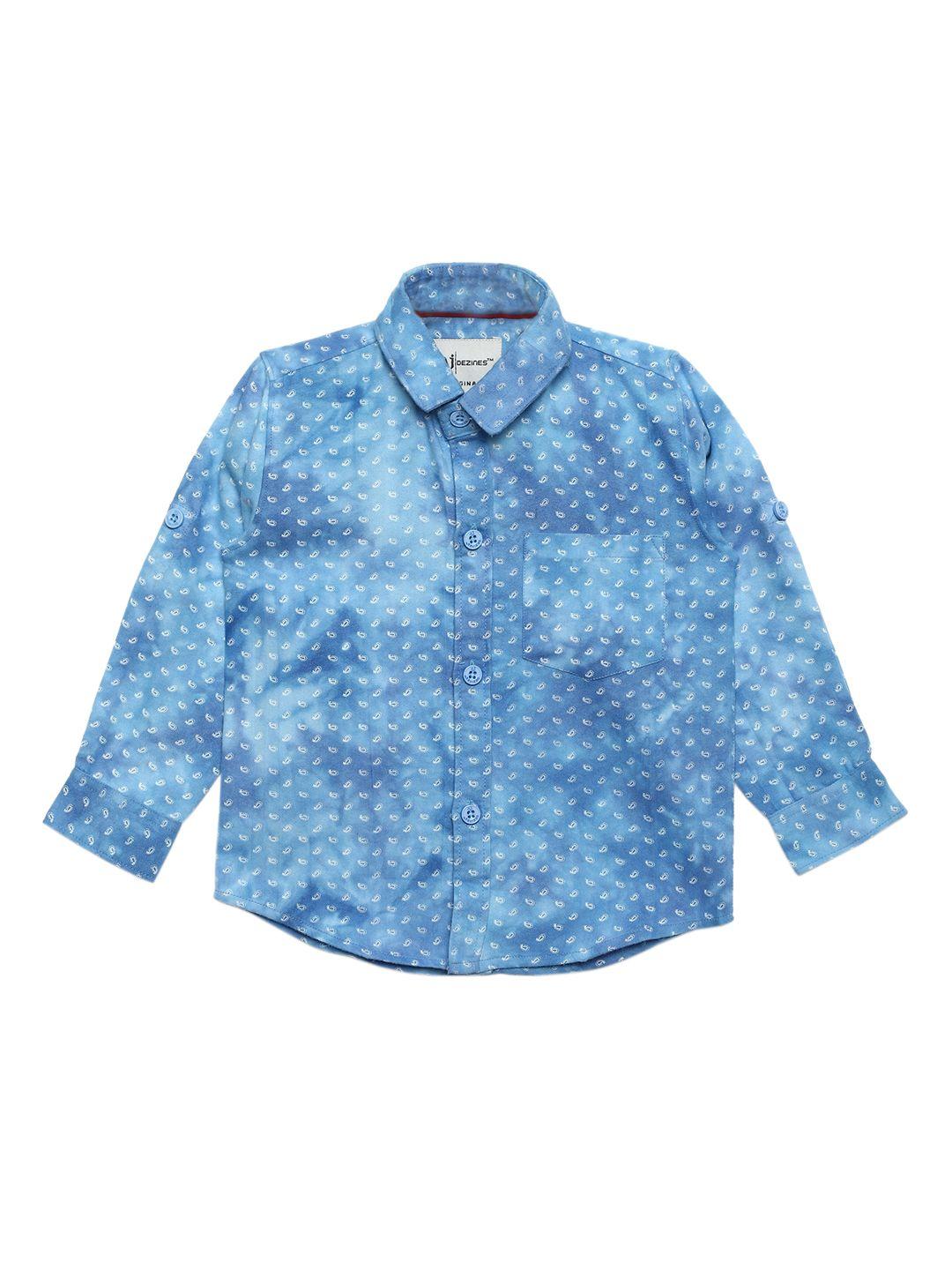aj dezines boys blue regular fit printed casual shirt