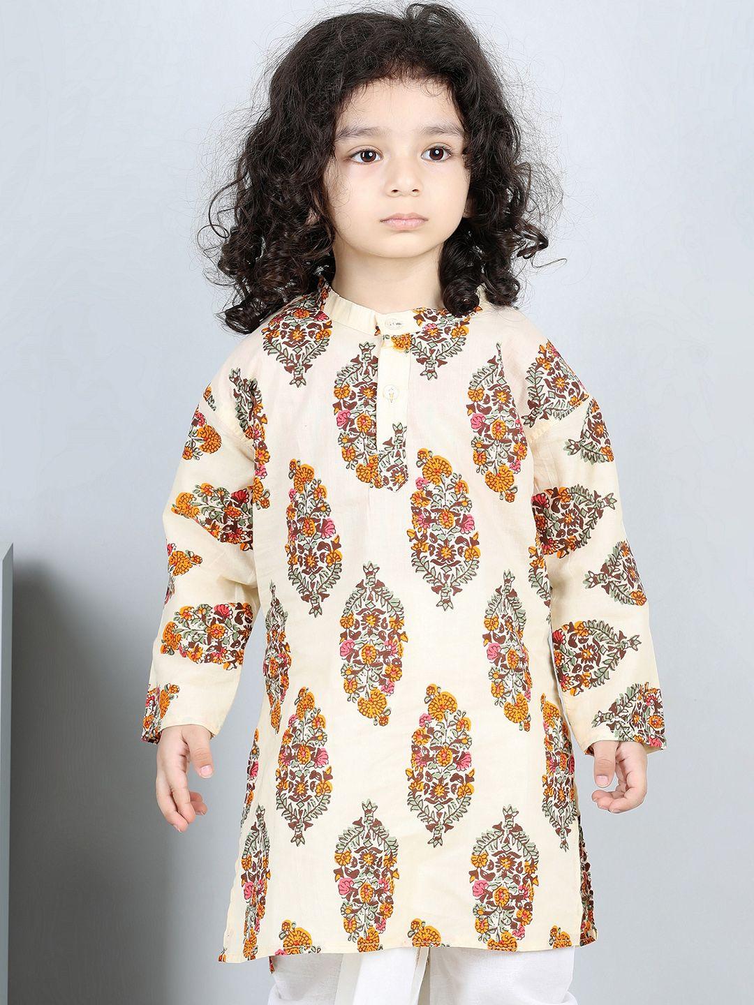 aj dezines boys ethnic motifs printed band collar pure cotton kurta