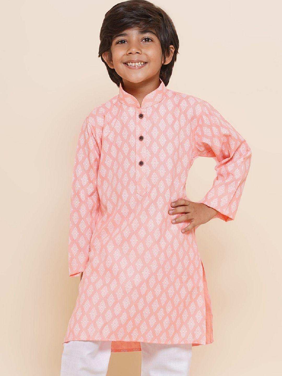 aj dezines boys ethnic motifs printed mandarin collar long sleeves pure cotton kurta