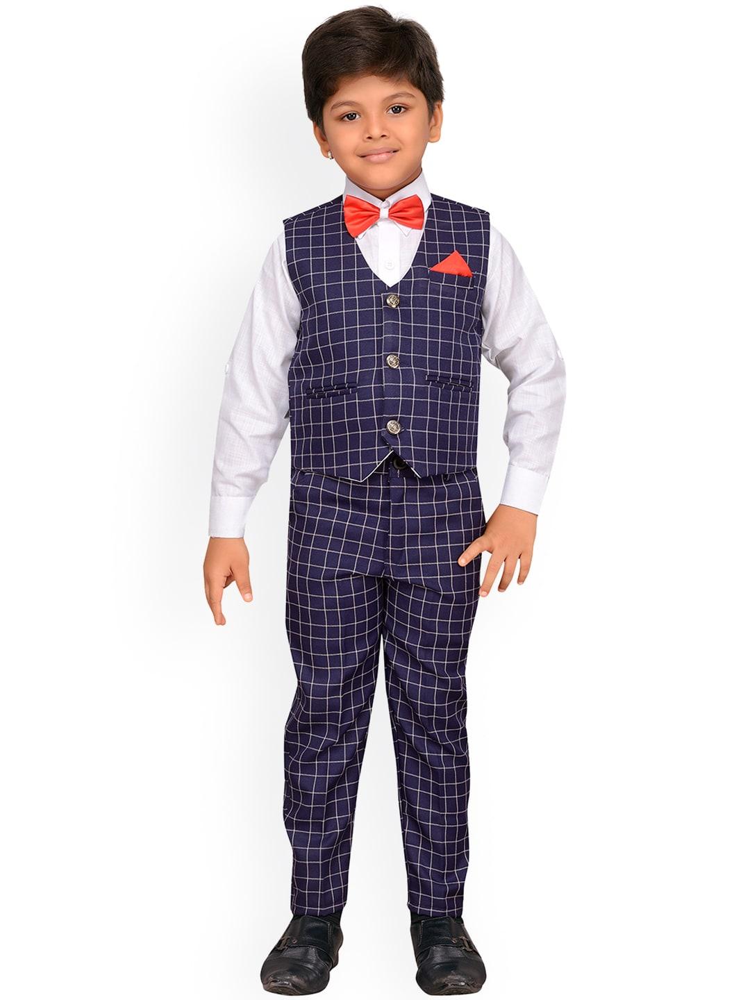 aj-dezines-boys-navy-blue-&-white-checked-shirt-with-trousers
