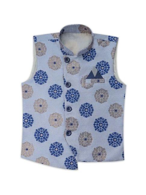aj dezines kids grey & blue floral print waistcoat