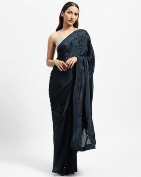 aj aid embroidered saree