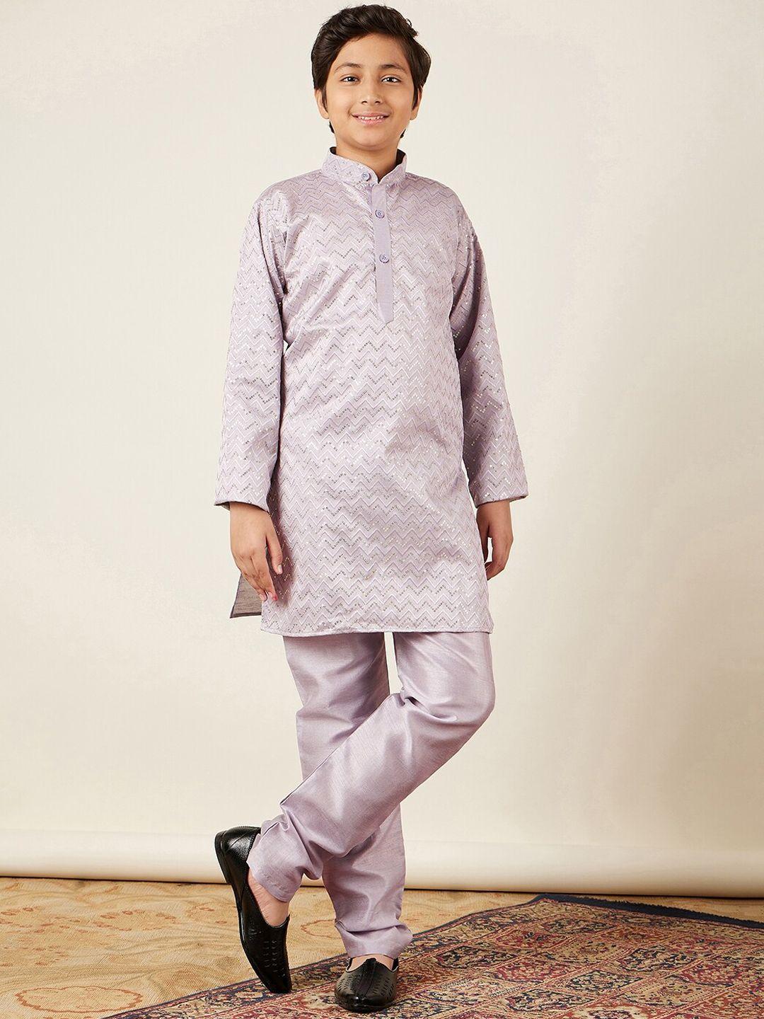 aj dezines boys band collar sequinned kurta with pyjamas