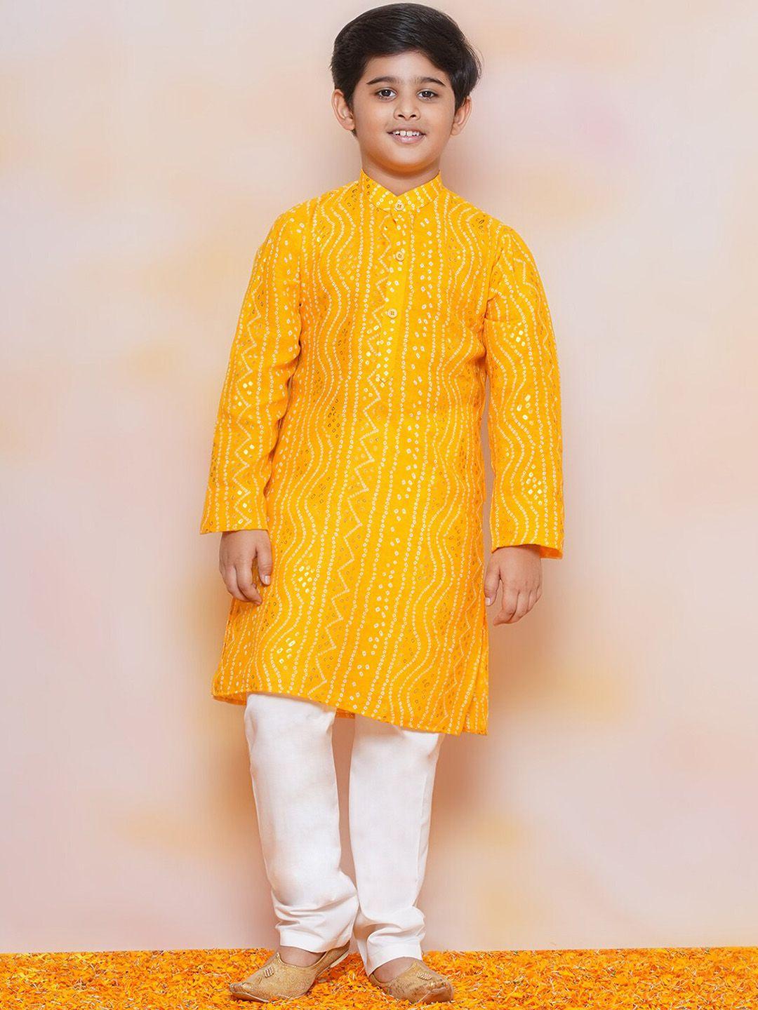 aj dezines boys bandhani printed pure cotton kurta with pyjamas