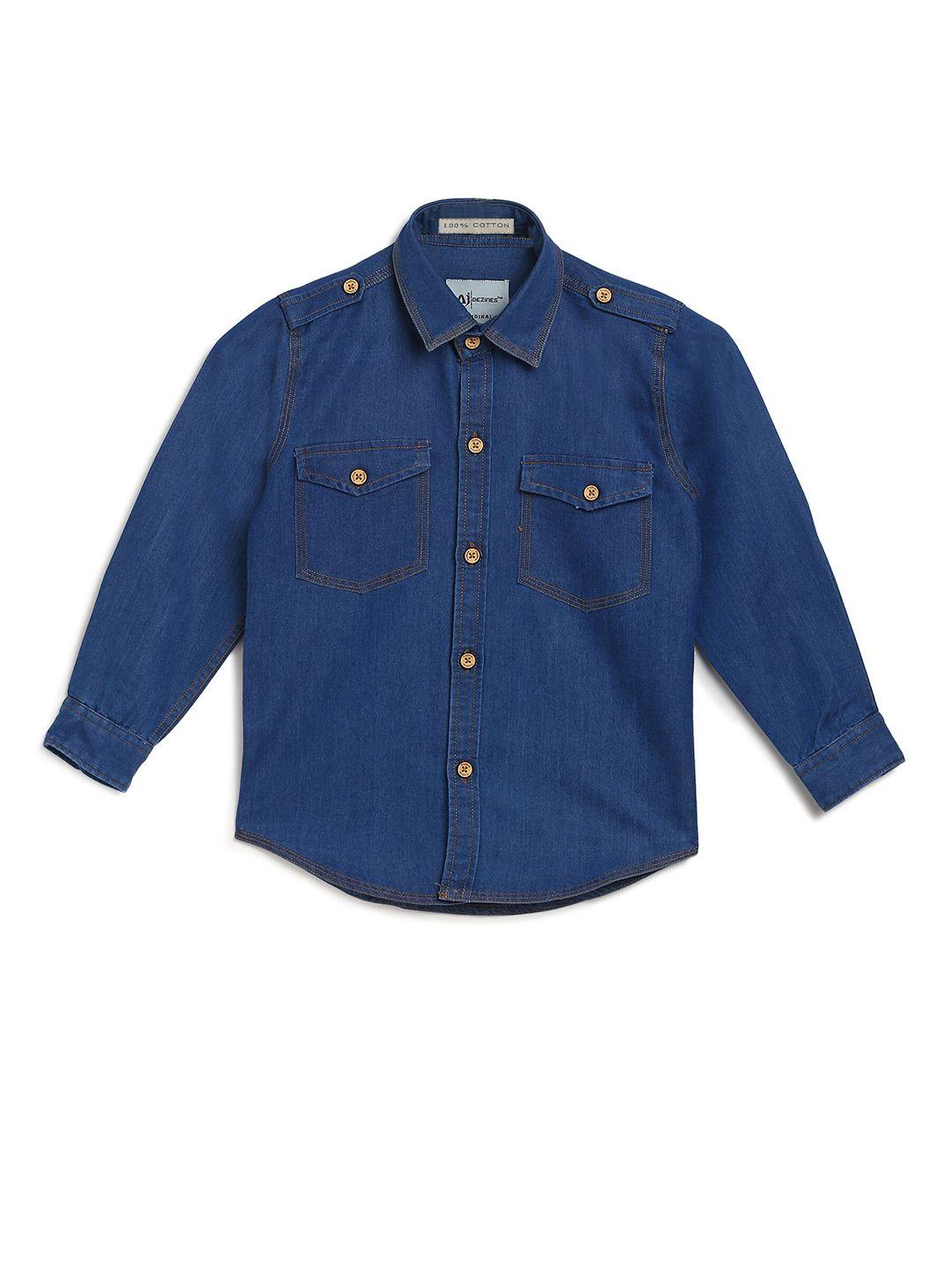 aj dezines boys blue comfort cotton casual shirt