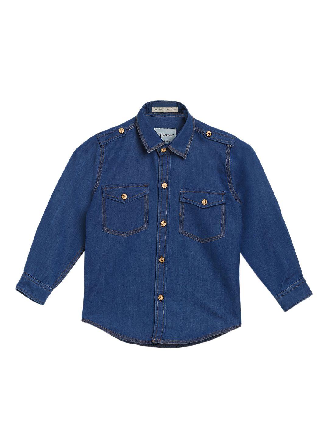 aj dezines boys blue comfort regular fit solid casual denim shirt