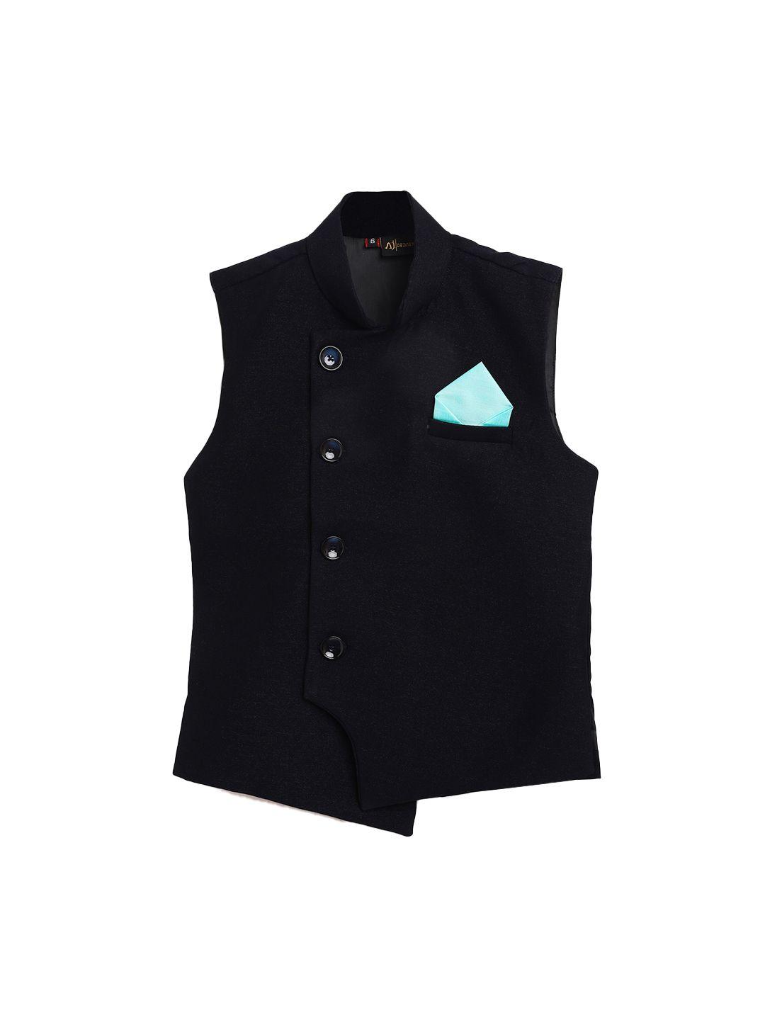 aj dezines boys blue woven waistcoat