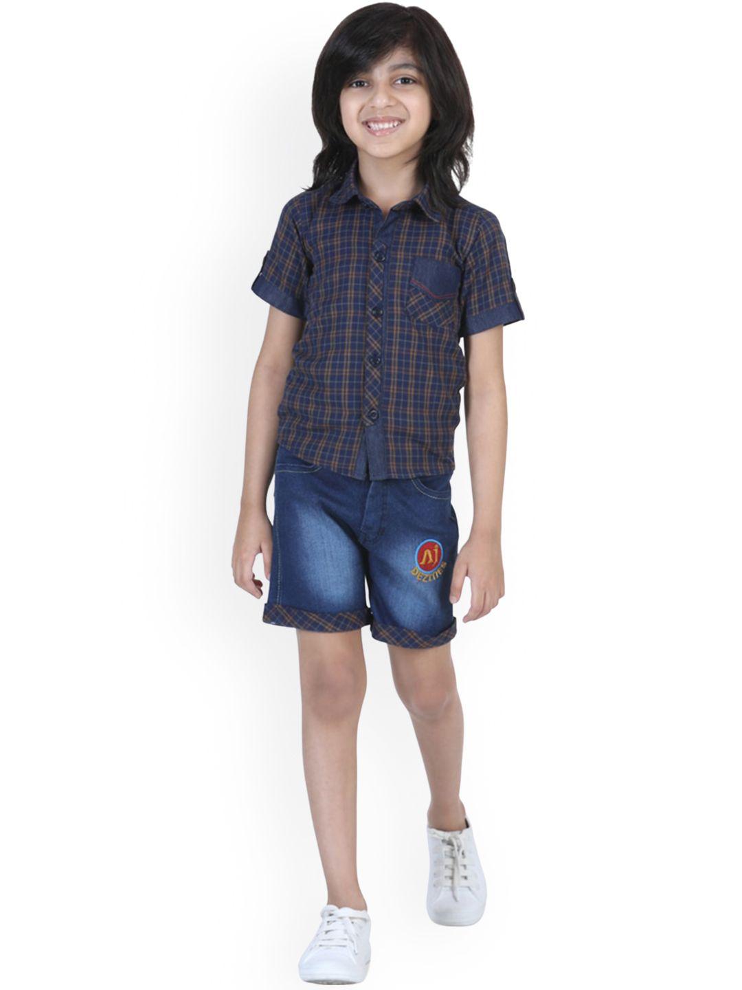 aj dezines boys checked shirt with shorts