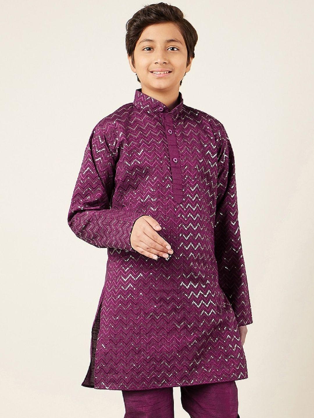 aj dezines boys embroidered chevron mandarin collar sequined kurta