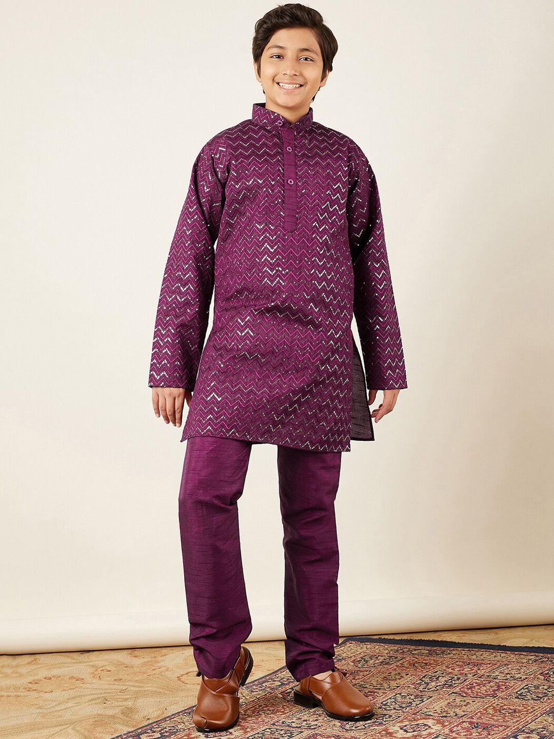 aj dezines boys embroidered mandarin collar straight kurta with pyjamas