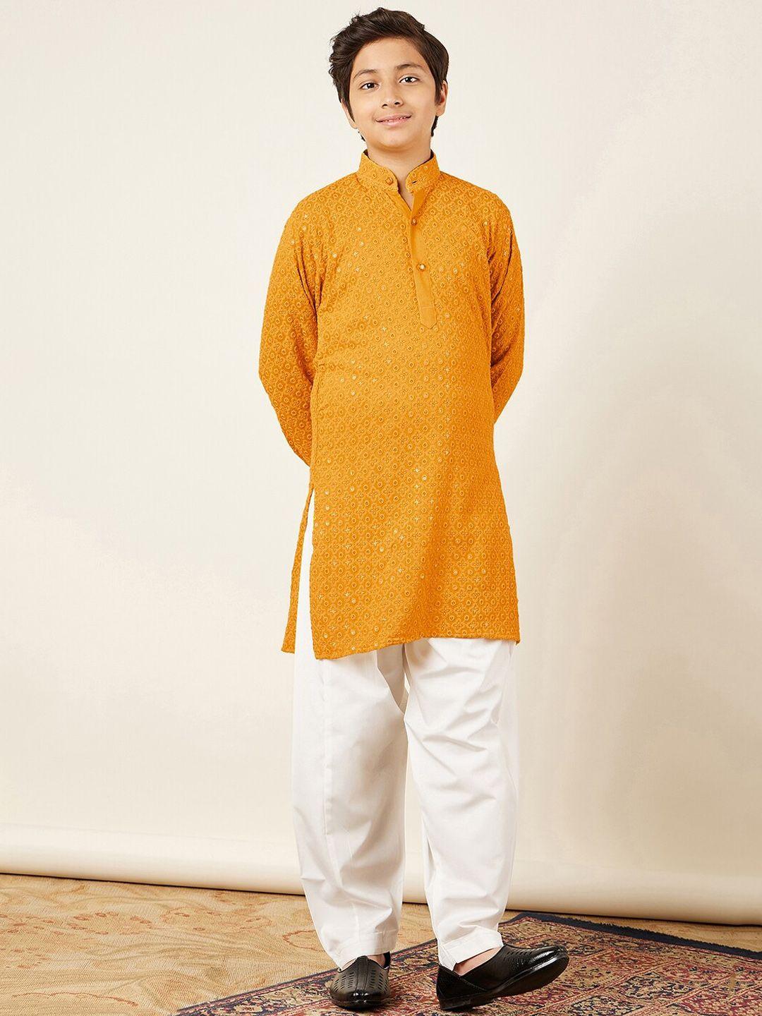 aj dezines boys ethnic motifs embroidered pure cotton kurta with salwar