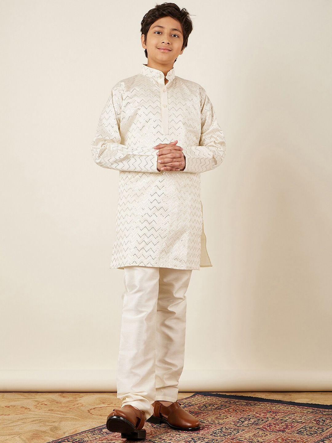 aj dezines boys ethnic motifs embroidered sequinned kurta with pyjamas