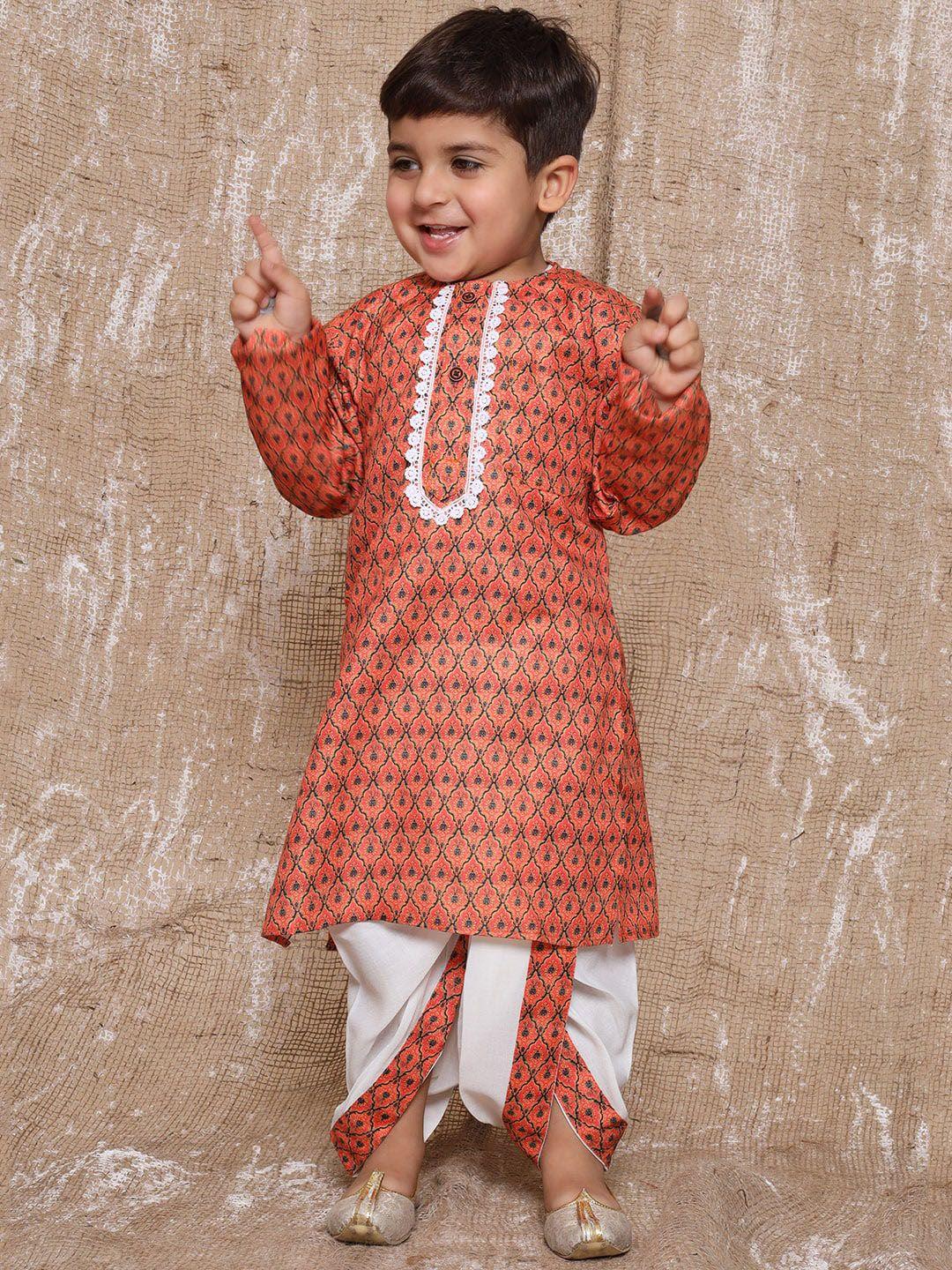 aj dezines boys ethnic motifs printed pure cotton kurta with dhoti pants