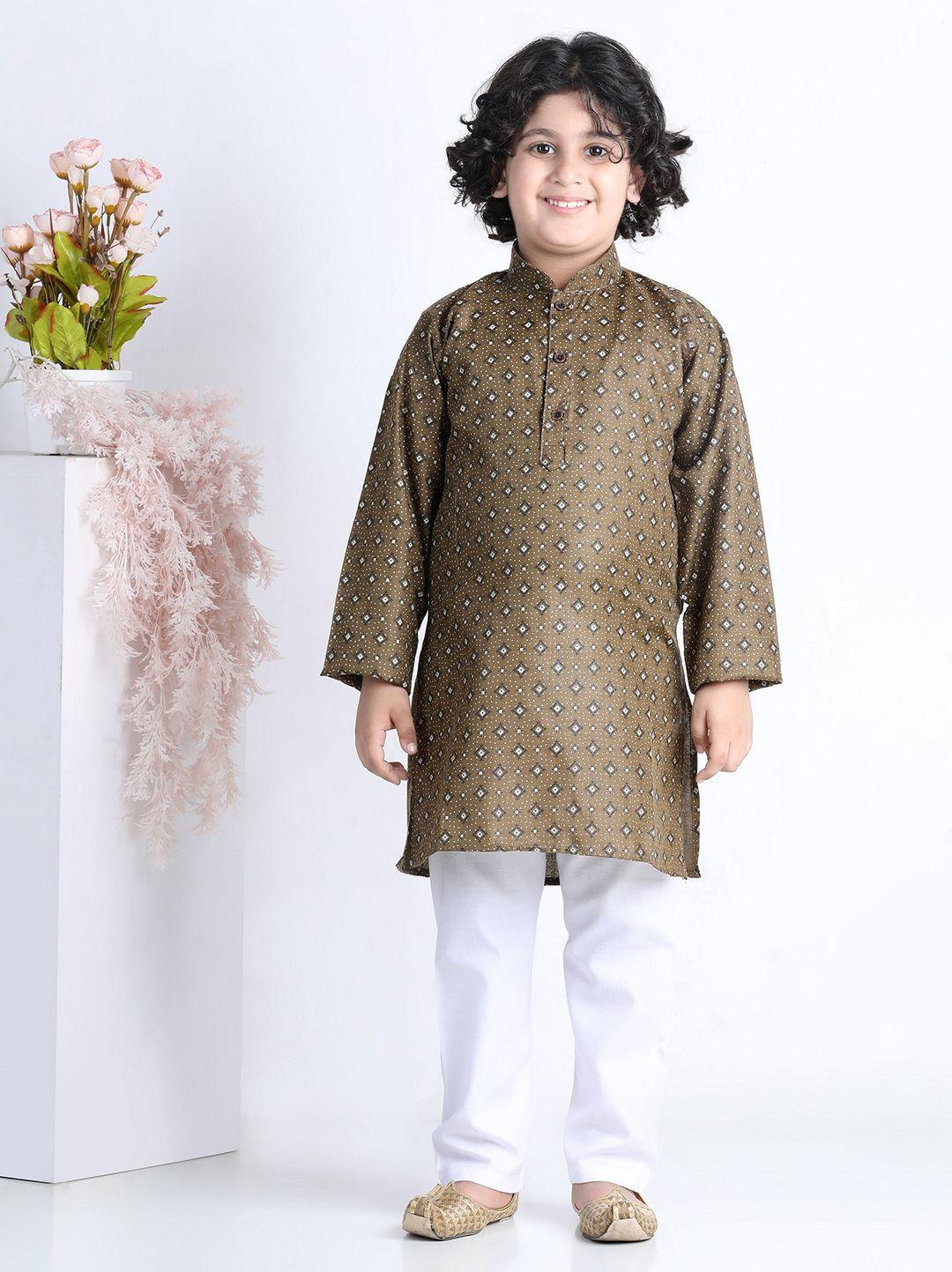 aj dezines boys ethnic motifs printed pure cotton kurta with pyjamas