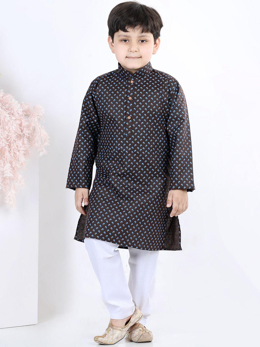 aj dezines boys ethnic motifs printed pure cotton kurta with pyjamas