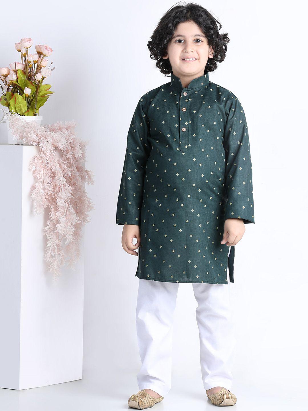 aj dezines boys ethnic motifs printed pure cotton kurta with pyjamas