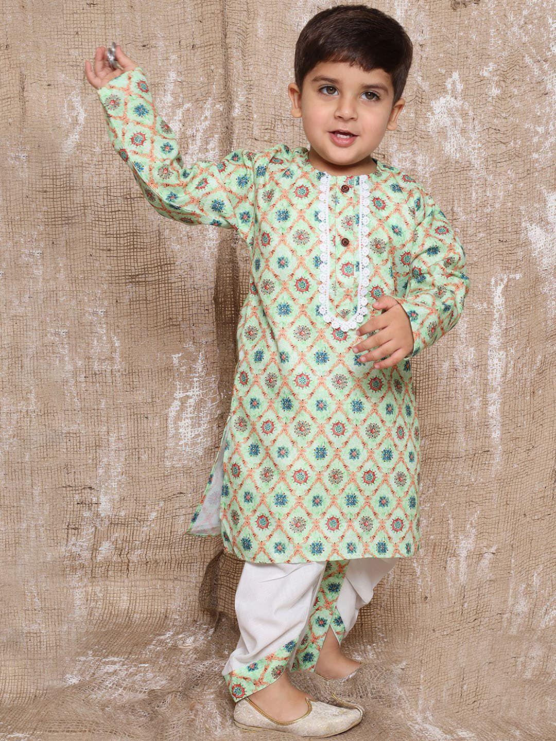 aj dezines boys ethnic motifs printed pure cotton straight kurta with dhoti pants