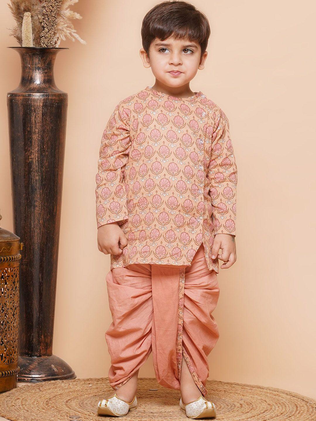 aj dezines boys ethnic motifs printed regular pure cotton kurta with dhoti pants