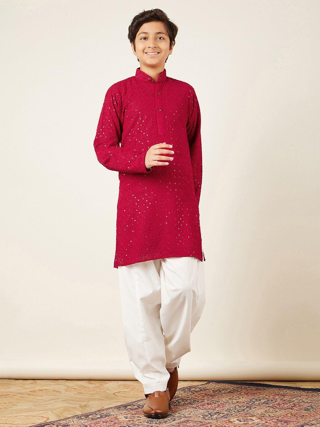 aj dezines boys ethnic motifs thread work straight pure cotton kurta with salwar