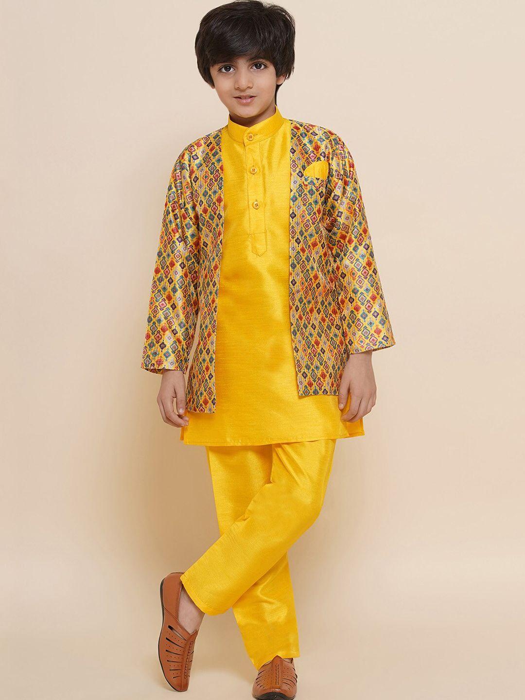 aj dezines boys mandarin collar kurta with pyjamas & jacket