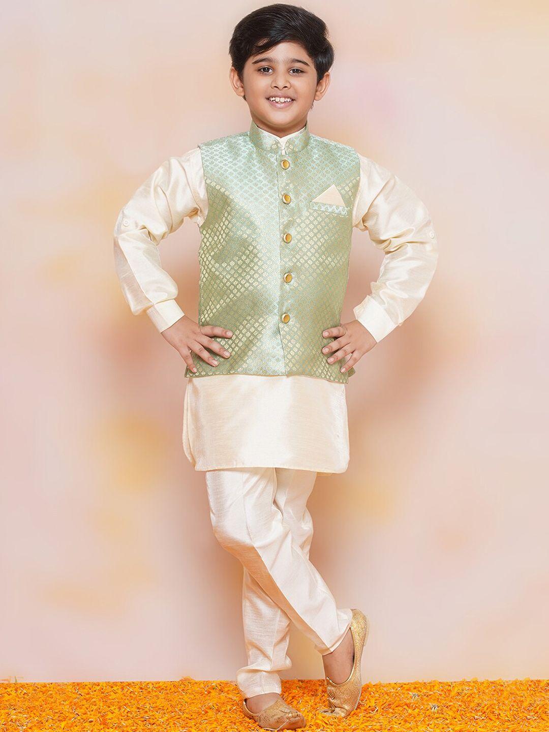 aj dezines boys mandarin collar kurta with pyjamas & nehru jacket