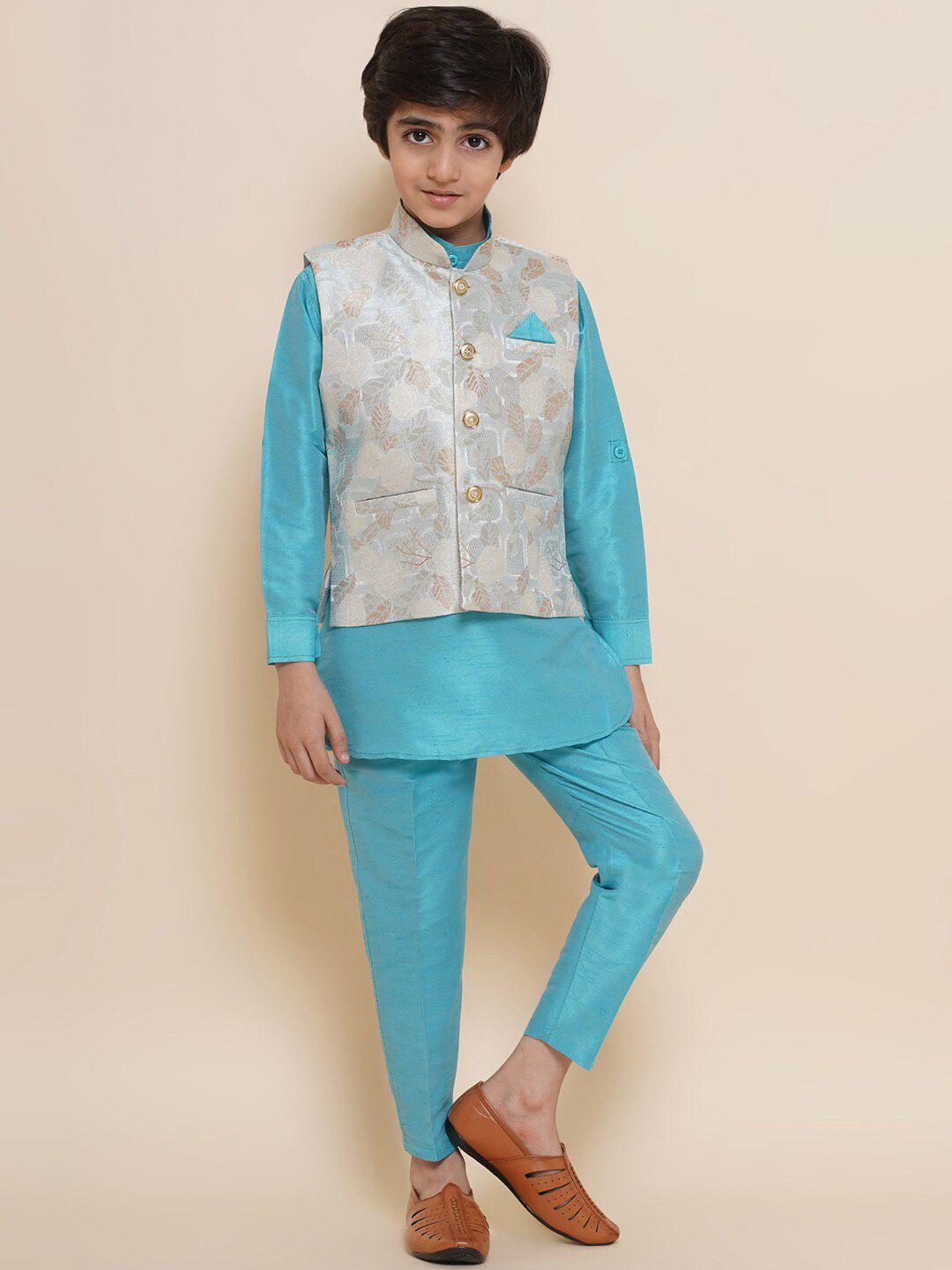 aj dezines boys mandarin collar kurta with trousers & nehru jacket