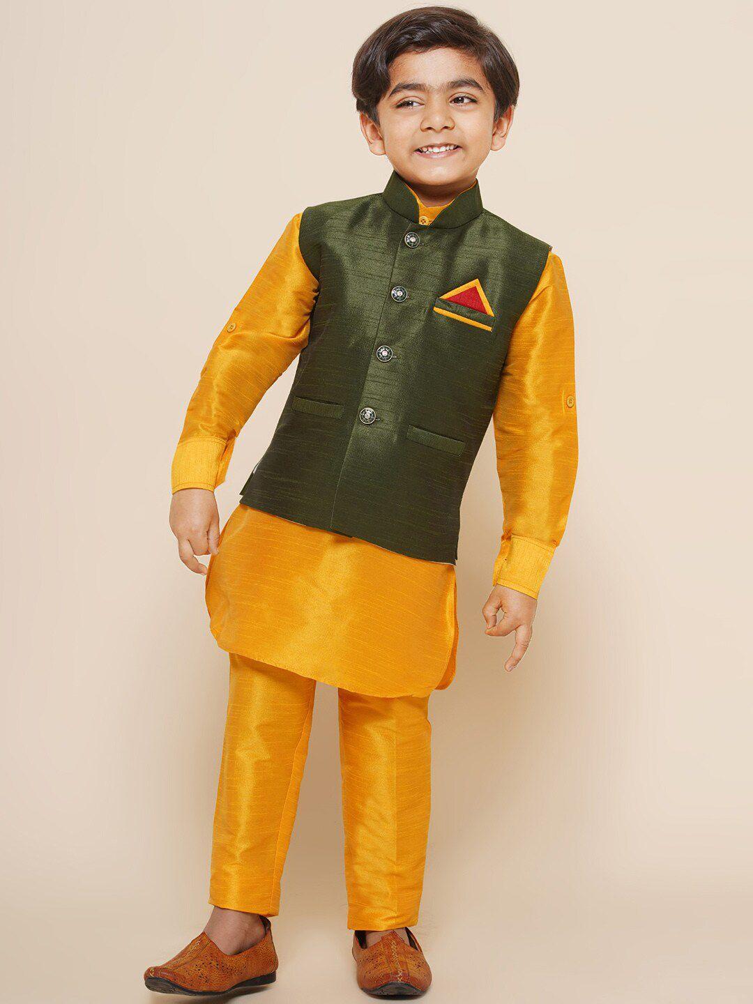 aj dezines boys mandarin collar kurta with trousers & nehru jacket