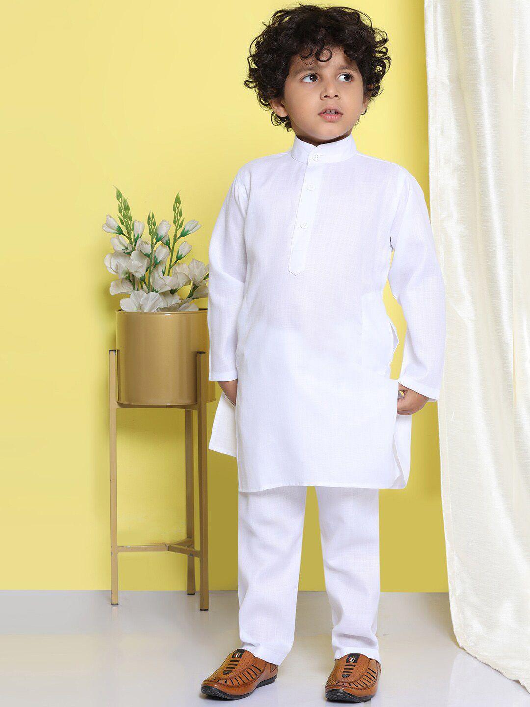 aj dezines boys mandarin collar pure cotton straight kurta with pyjamas