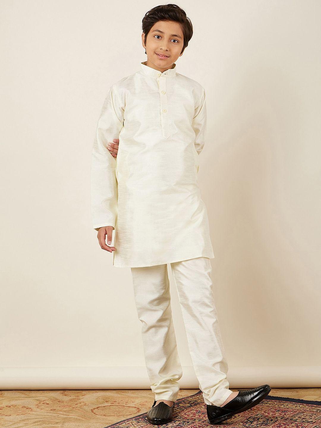 aj dezines boys mandarin collar straight kurta with pyjamas