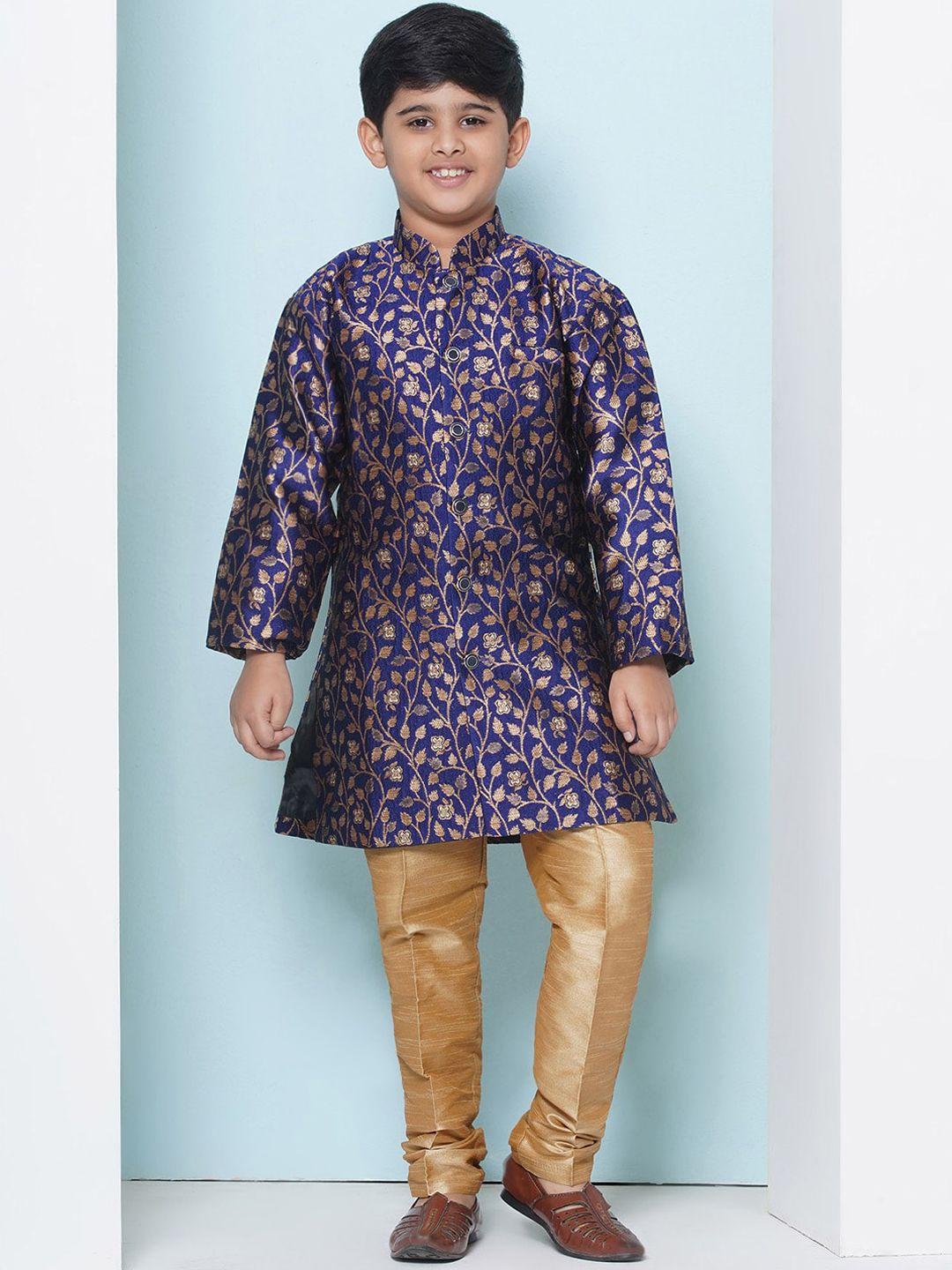 aj dezines boys printed cotton mandarin collar sherwani set