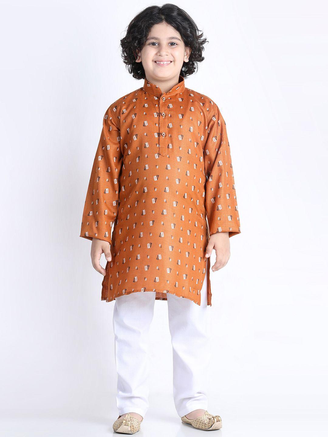 aj dezines boys printed pure cotton kurta with pyjamas