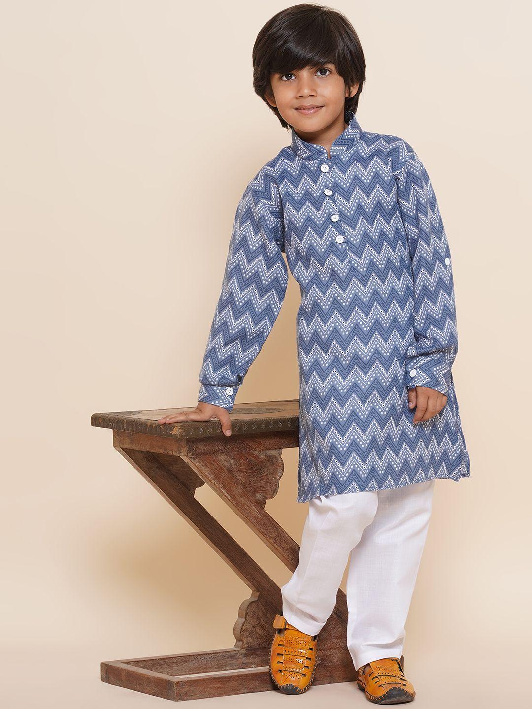 aj dezines boys printed regular pure cotton kurta with pyjamas