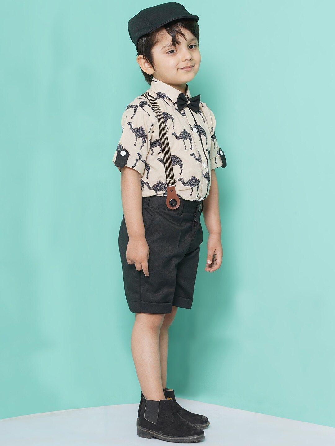 aj dezines boys printed shirt with shorts