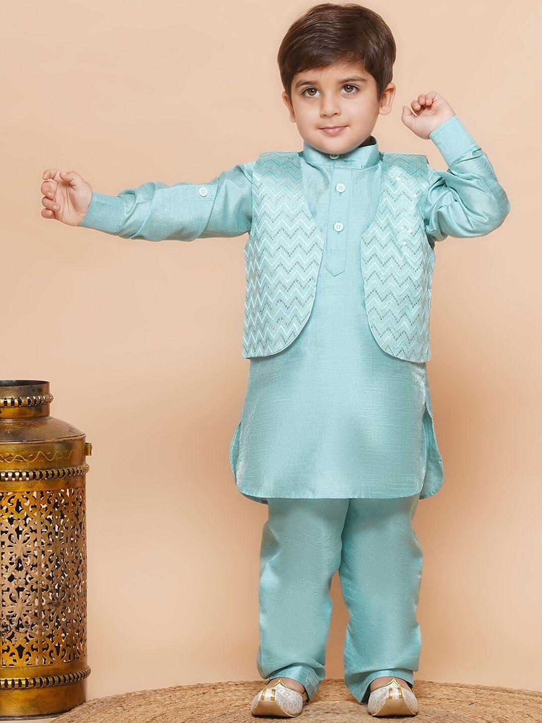 aj dezines boys regular kurta with pyjamas & embroidered waistcoat