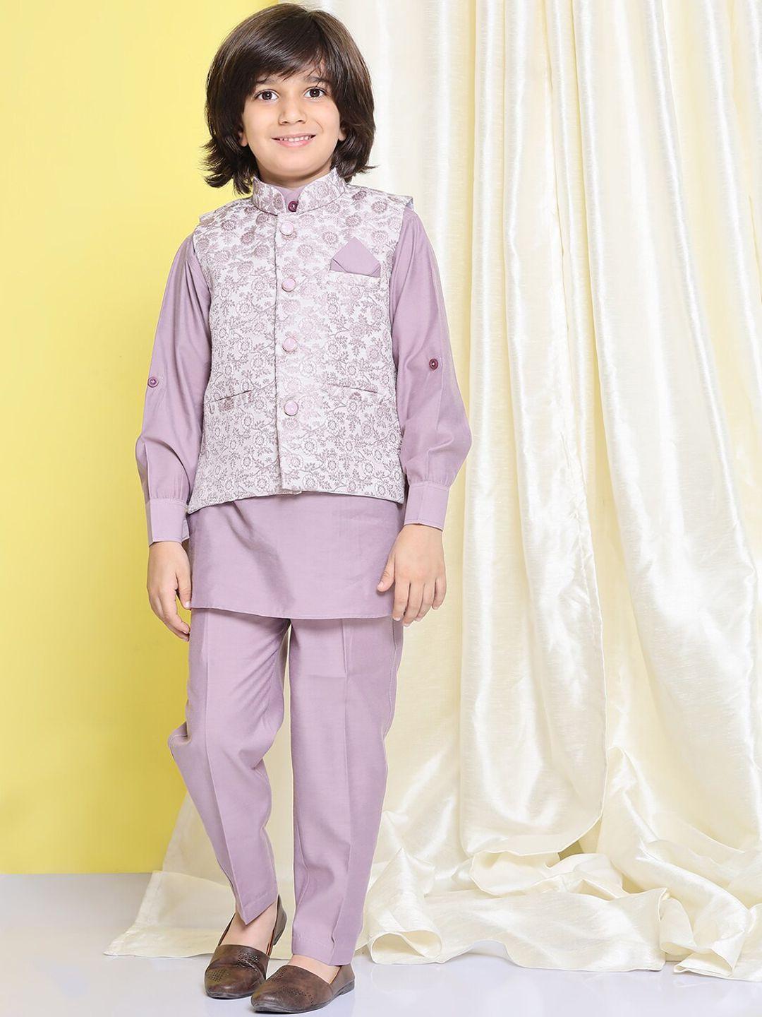 aj dezines boys regular straight kurta & churidar with waistcoat