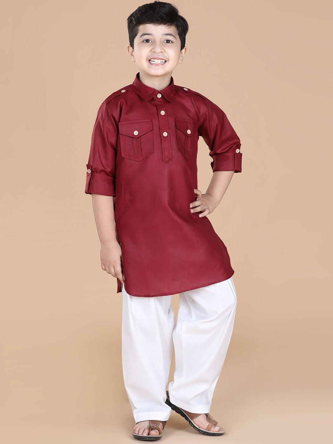 aj dezines boys roll-up sleeves pure cotton kurta with salwar