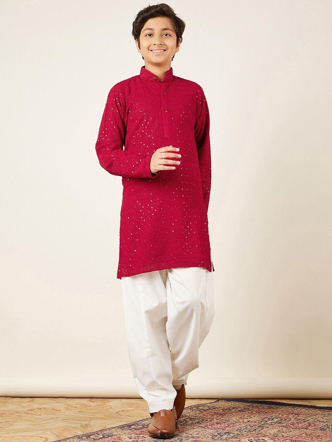 aj dezines boys sequined embroidered regular pure cotton kurta with salwar