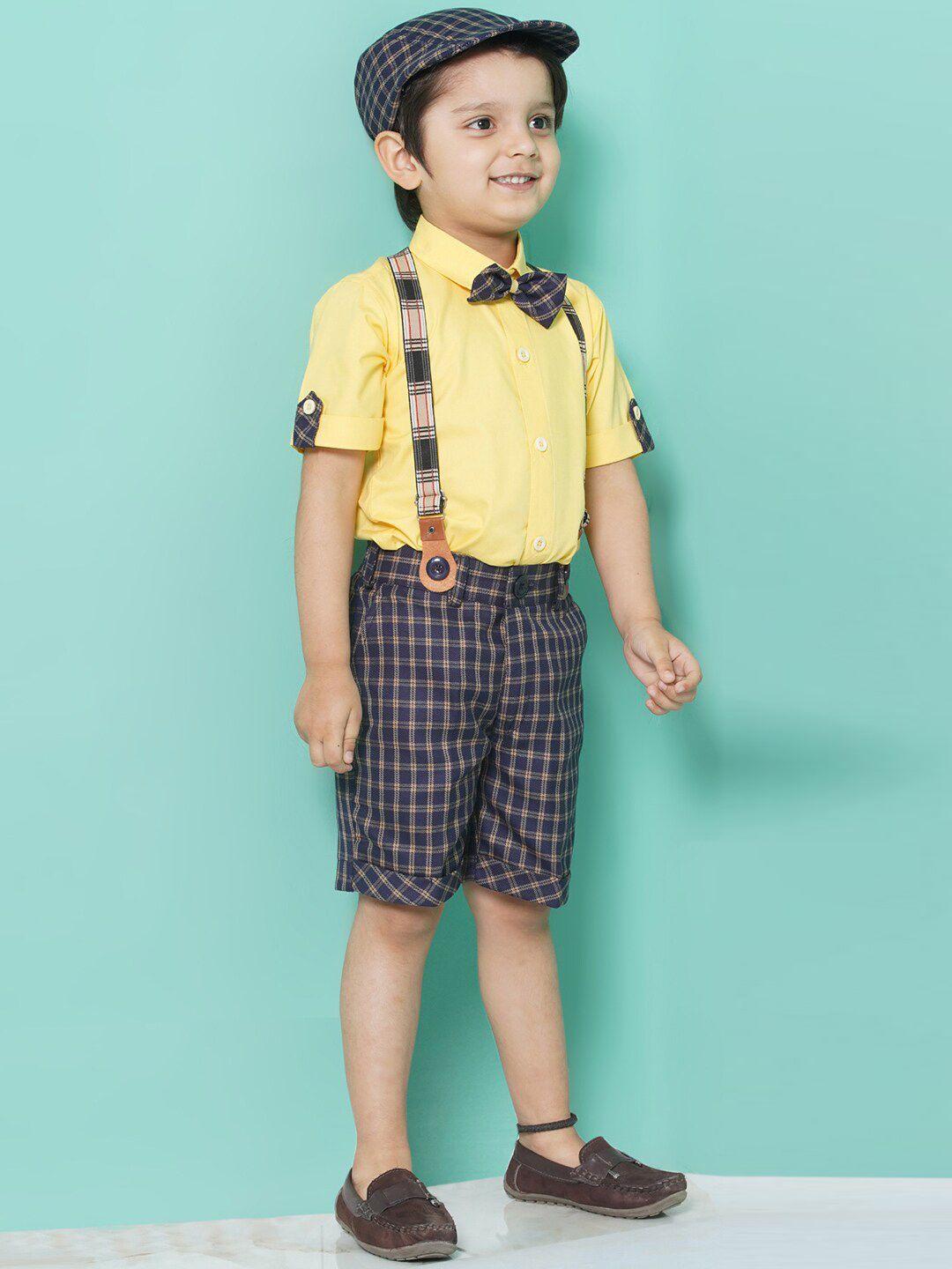 aj dezines boys shirt with checked shorts