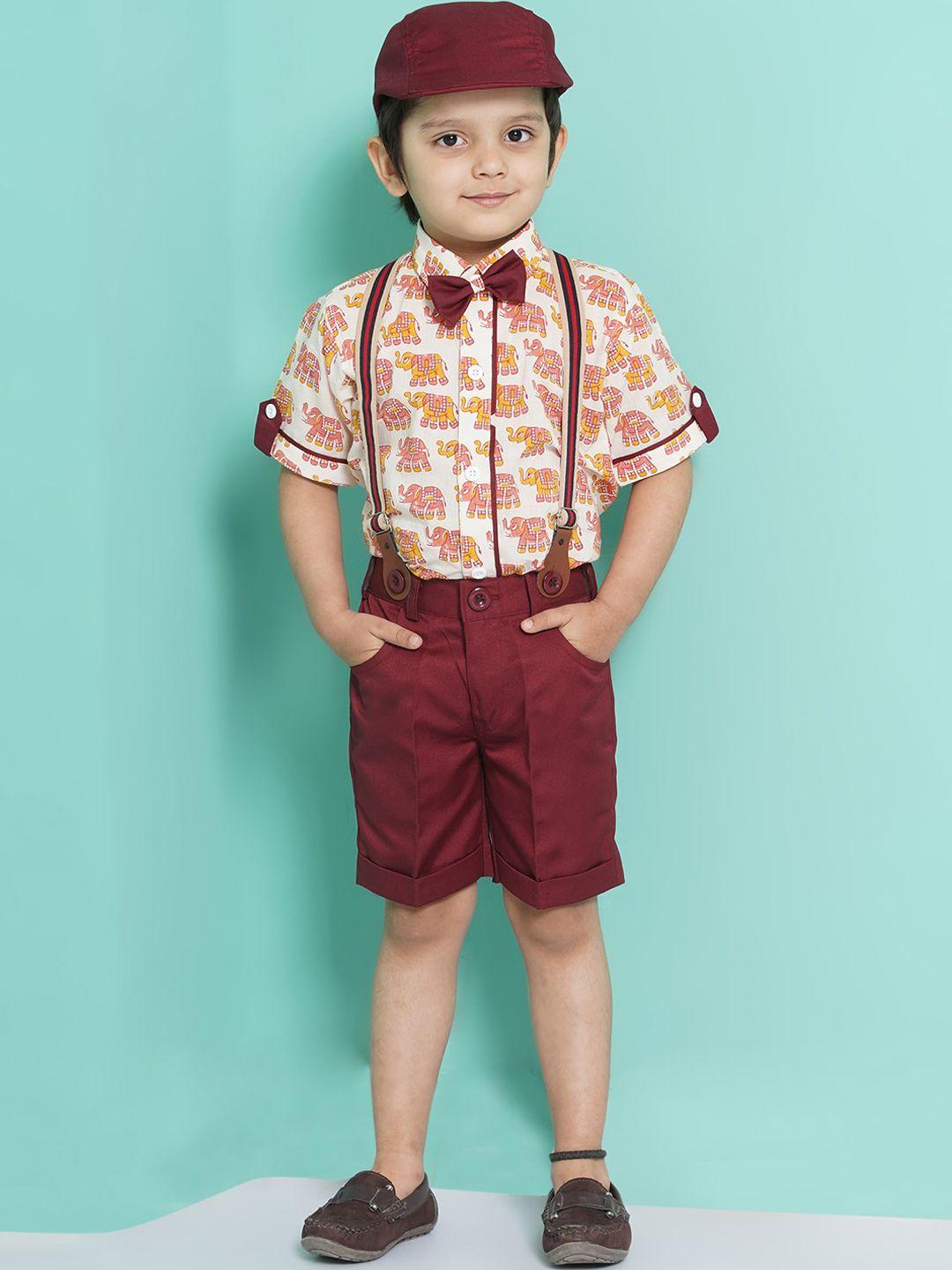 aj dezines boys shirt with shorts with cap and suspender