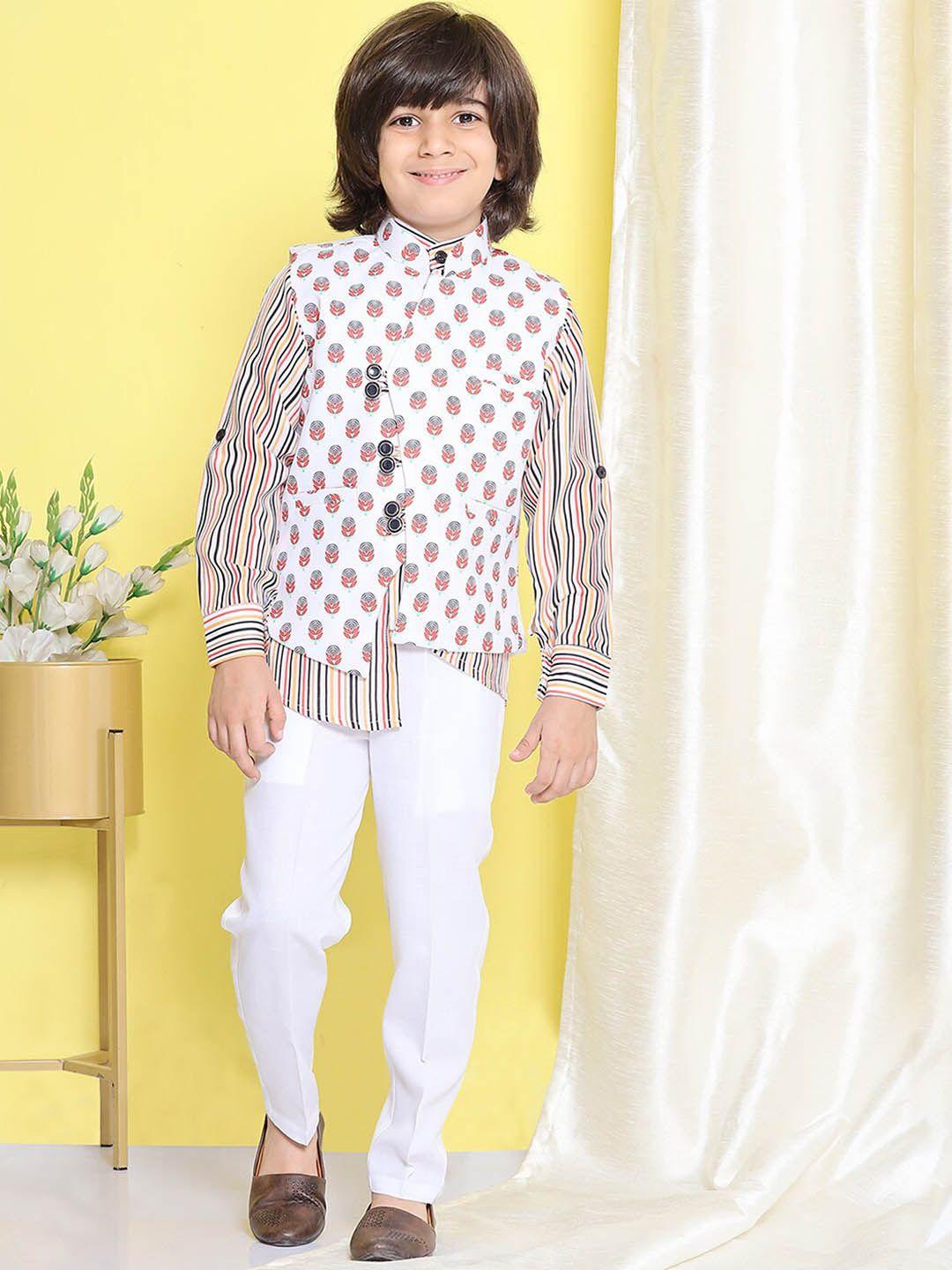aj dezines boys striped regular pure cotton kurta with trousers
