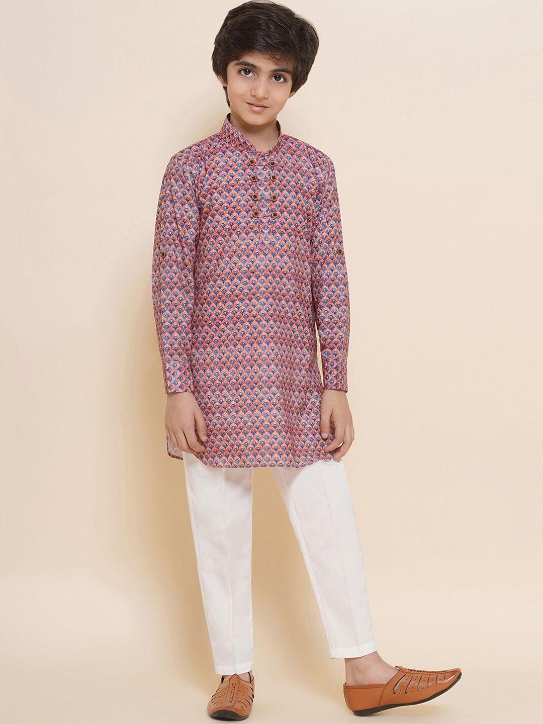 aj dezines ethnic motifs printed mandarin collar kurta with trousers