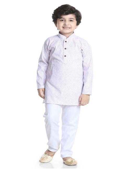 aj dezines kids pink cotton printed full sleeves kurta set