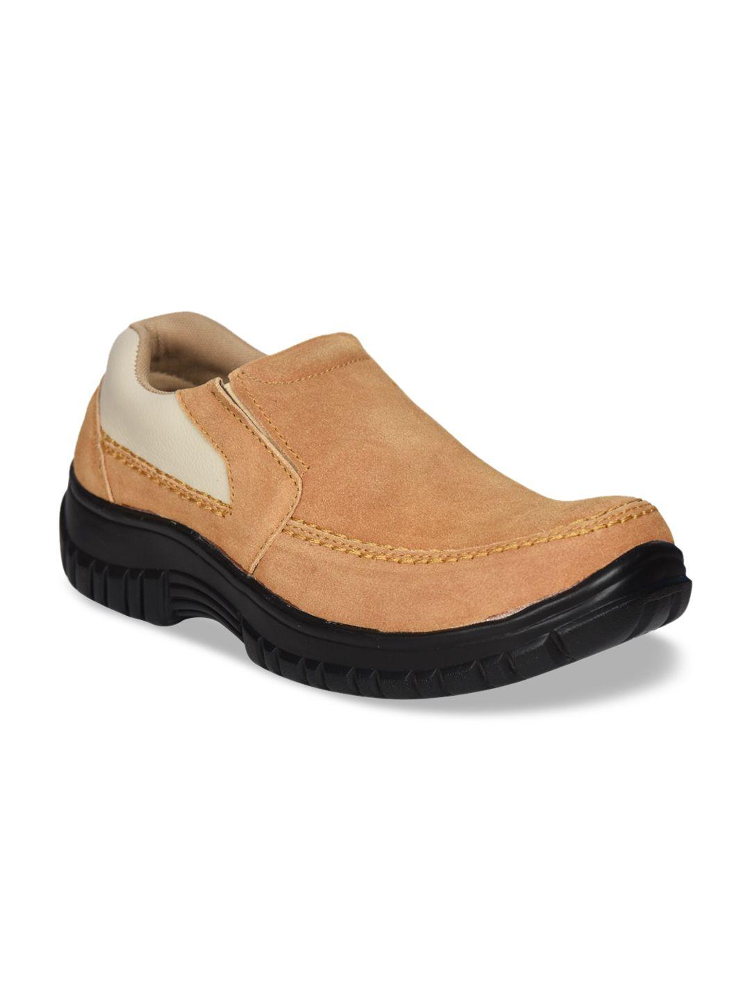 ajanta men beige leather slip-on sneakers