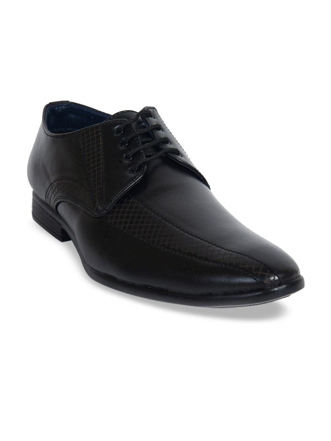 ajanta men black solid formal derby shoes