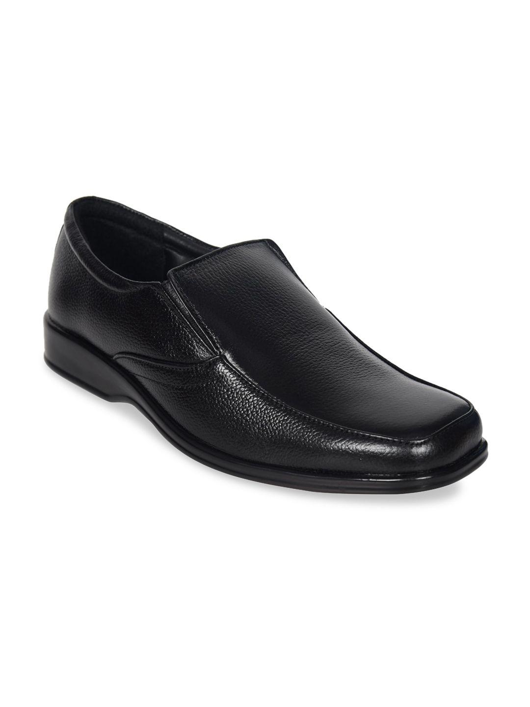 ajanta men black solid formal slip-ons