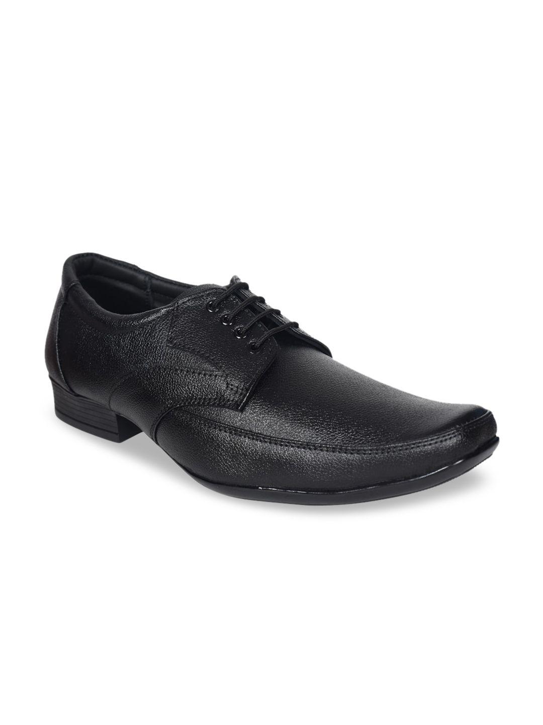 ajanta men black textured formal derbys