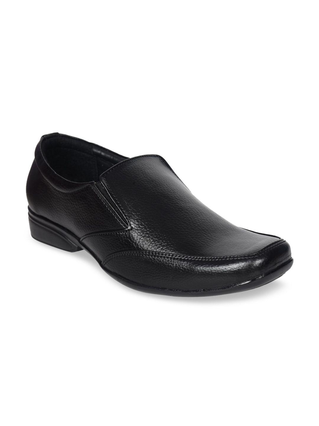 ajanta men black textured formal slip-ons