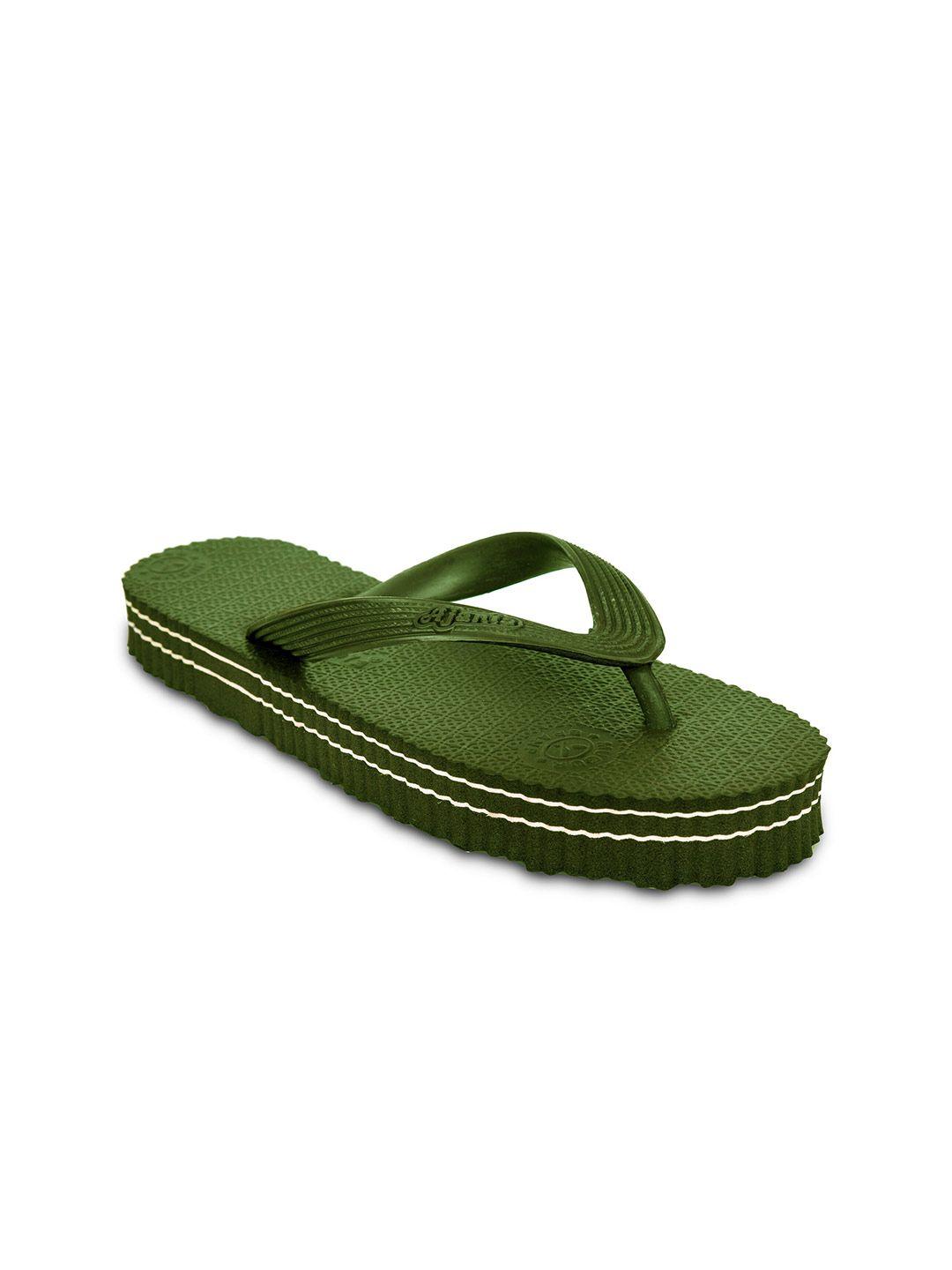 ajanta men green & white rubber thong flip-flops